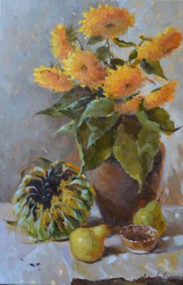 Still life with sunflowers (Oil Painting With Sunflowers). Matveeva Evgeniya