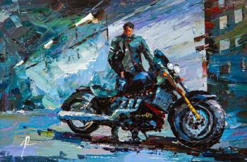 Motorcyclist and chopper (A Gift To A Motorcyclist). Rodries Jose