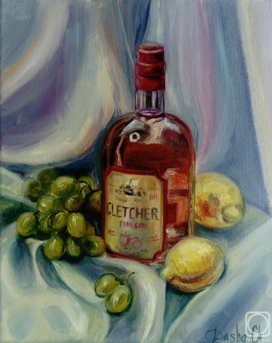 Chernousova Darya. The still life painting with the pink bottle #2