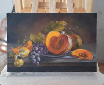 Pumpkins, grapes and lemon. Sotskaya Polina