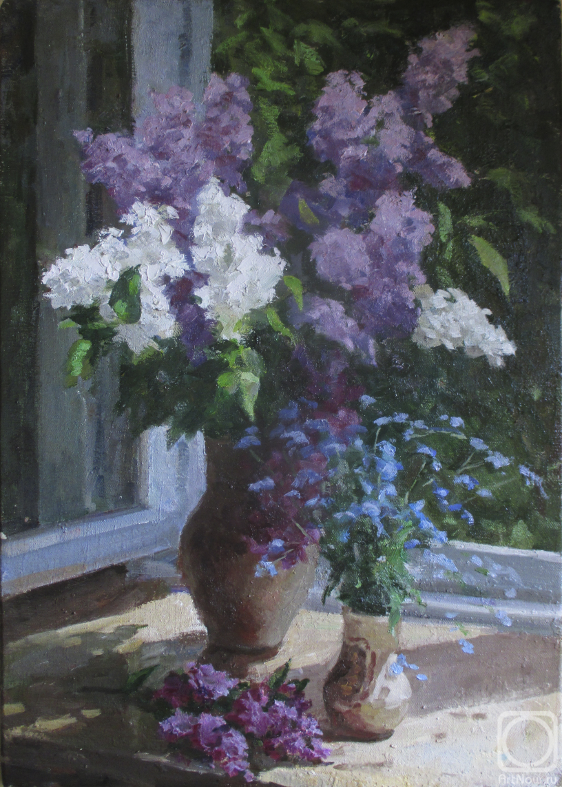 Rubinsky Pavel. Still life with lilac and forget-me-nots