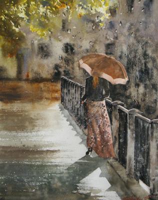 Summer rain (A Girl With An Umbrella). Gayvoronskaya Elena