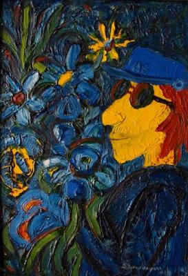 A man with a bouquet (Paletteknife). Torik-Hurmatova Dilara