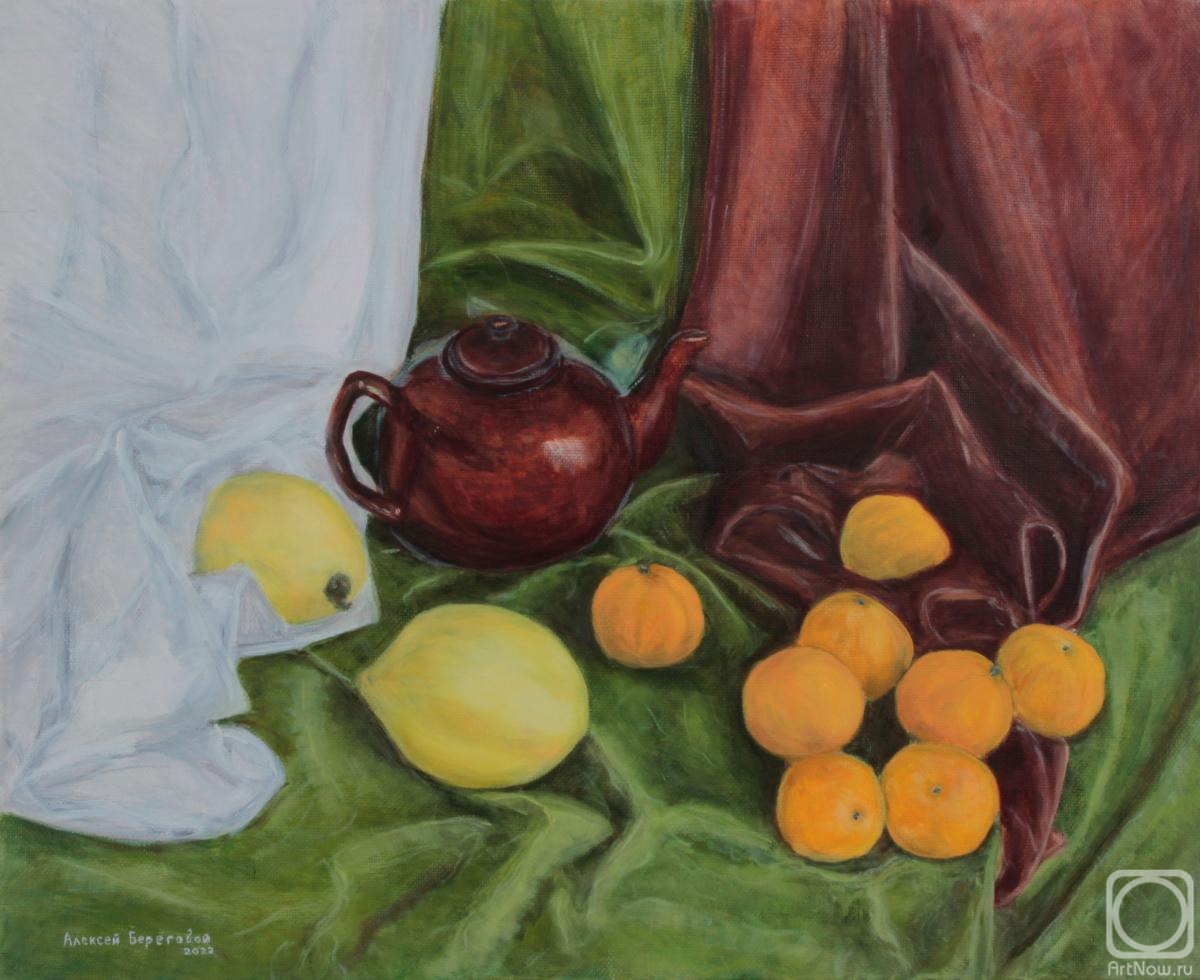 Beregovoy Aleksey. Still Life with Teapot, Quince, and Tangerines