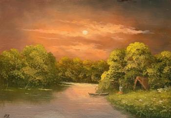 On a Moonlit Night on the River. Lyamin Nikolay