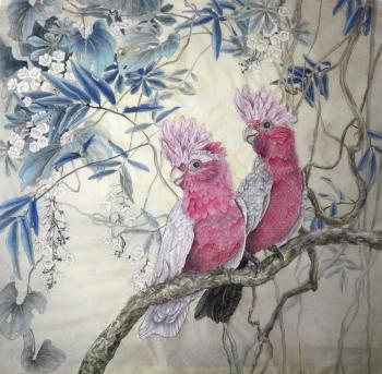 Pink cockatoos (). Semenova Elena