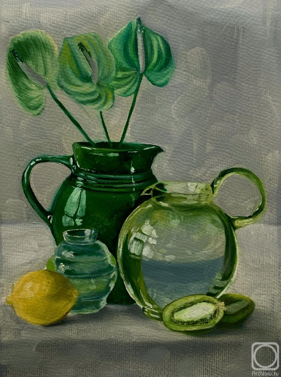 Shevtseva Katerina. Still life with green objects