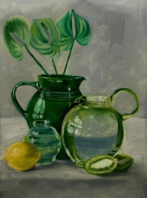 Still life with green objects. Shevtseva Katerina