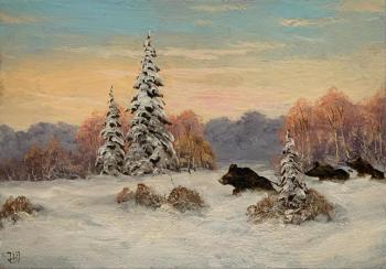 Wild Boars in the Forest. Lyamin Nikolay