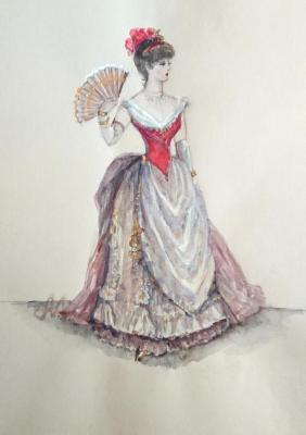 Painting Lady (Women's elegant dress 19th century). Alisova Larisa