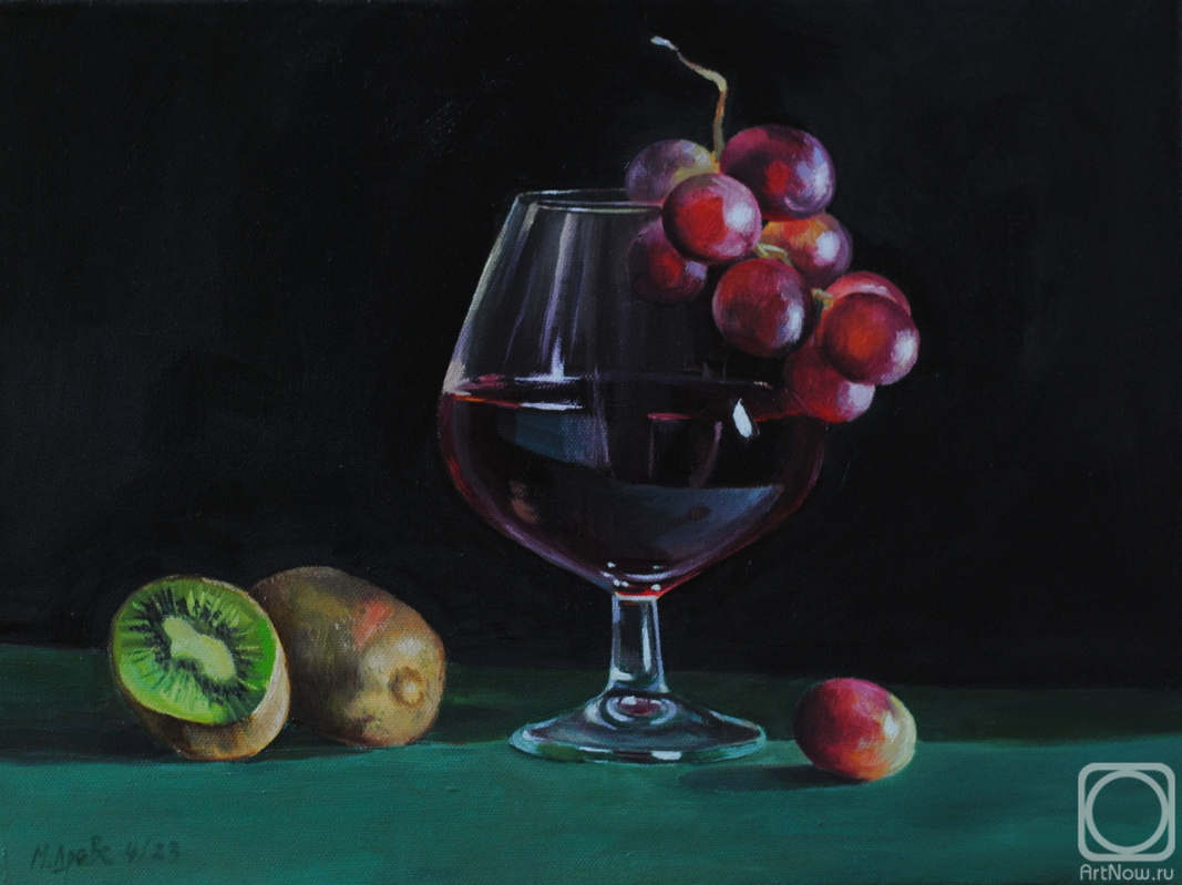 Drevs Margarita. Still life with red wine and fruits