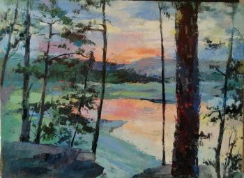 Pine trees by the lake. Noskova Lyudmila