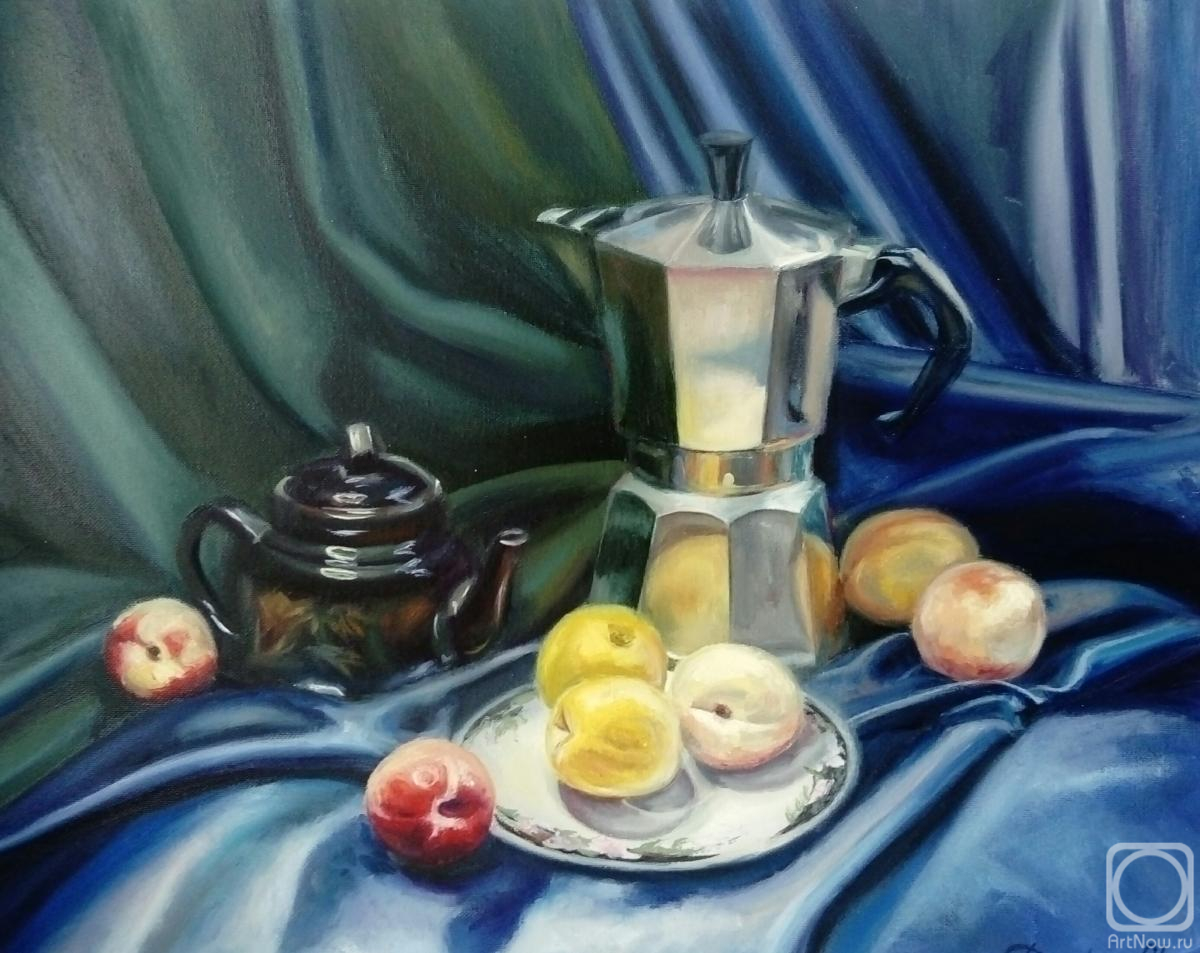 Chernousova Darya. The still life painting with the coffee pot