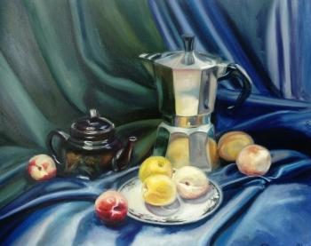 The still life painting with the coffee pot. Chernousova Darya