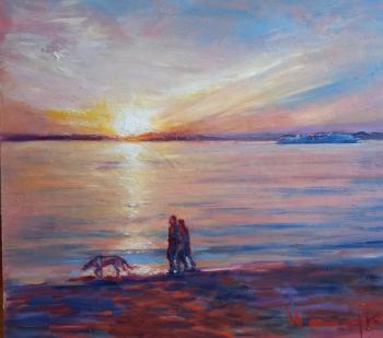 Sunset walks (Painting With A Dog). Chaychuk Oksana