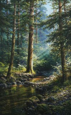 Sunny place in the forest. Yushkevich Viktor