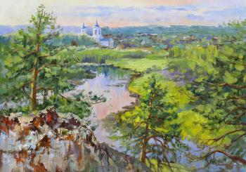 Pink morning. Chusovaya (Painting Chusovaya River). Tyutina-Zaykova Ekaterina