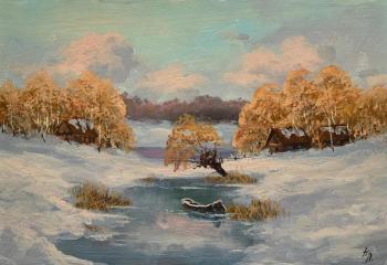Frozen Boat near the Willow (A Willow). Lyamin Nikolay