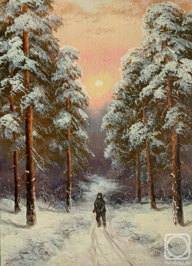 Lyamin Nikolay. Hunter, on a Snowy Forest Path
