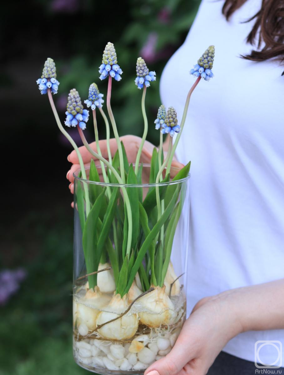 Gorchakova Yuliya. Muscari from a mixture of polymer clays Cold porcelain
