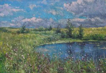 Blue Lake in the Field. Volya Alexander