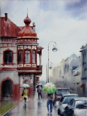 Rainy day (framed) (Rainy City). Kovalenko Olga