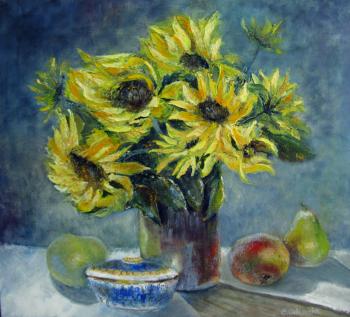Sunflowers and sugar bowl (  ). Savelyeva Elena
