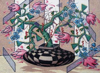The still life with vase in chess hutch