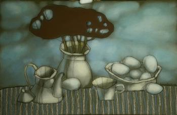 Still life with a teapot (Drawing Illustration). Konevskih Konstantin