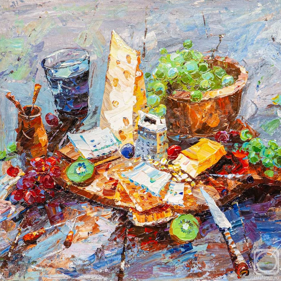 Rodries Jose. Still life with cheeses and grapes