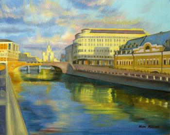 Painting Golden sunset in Moscow. Krasnova Nina