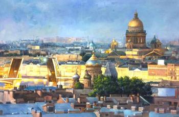 Roofs of St. Petersburg. View of St. Isaac's Cathedral. Kamskij Savelij