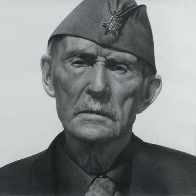 Portrait of a veteran in a cap. Askarov Ilshat