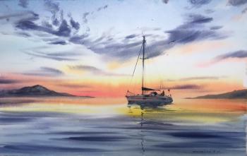 Yacht at sunset #7 (Sailing Yacht). Gorbacheva Evgeniya