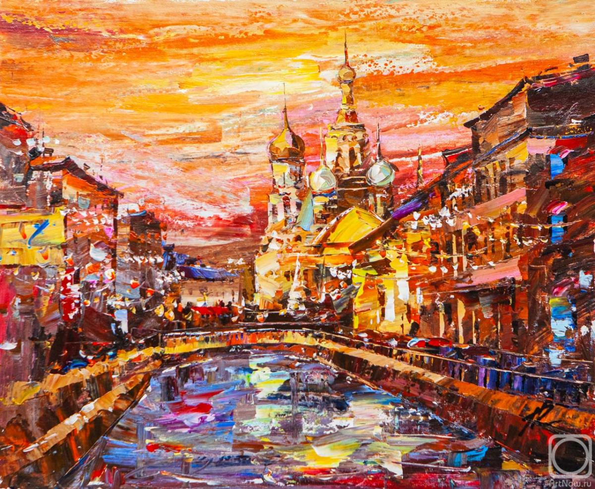 Rodries Jose. The sunset burns in gold. View of the Church of the Savior on Spilled Blood