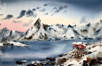 Red house in the fjords. Gorbacheva Evgeniya