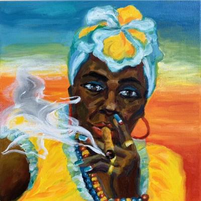 Cuban with a cigar. Bronskih Valentina