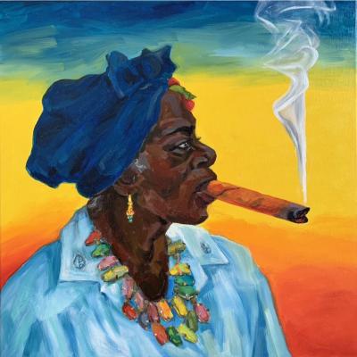 Cuban with a cigar. Bronskih Valentina