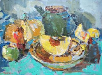 Still life with a green teapot. Konev Fedor