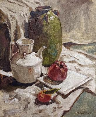 Green jug, white teapot. Ershova Yuliya