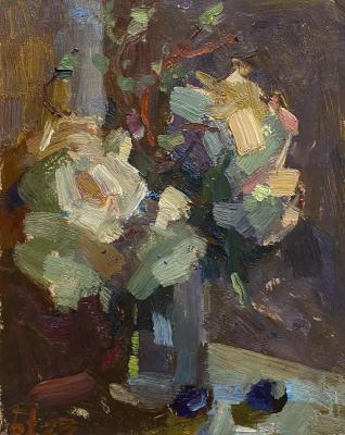 Roses and buffet. Krutets (Oil Paintings Small). Golub Anna