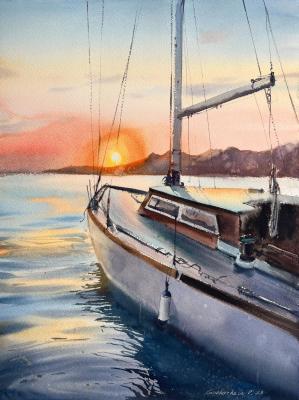 Yacht at sunset #7. Gorbacheva Evgeniya
