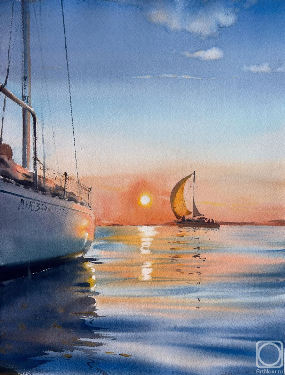 Gorbacheva Evgeniya. Yachts at sunset #10
