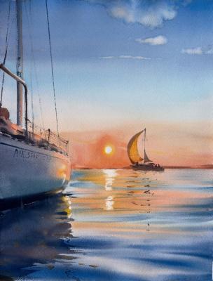 Yachts at sunset #10. Gorbacheva Evgeniya