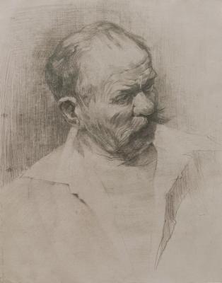 Copy of the Russian academic drawing Head of an Old Man (Educational Drawing). Ramonova Olga