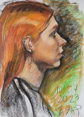Girl in profile, from life (Pastel Portrait). Dobrovolskaya Gayane
