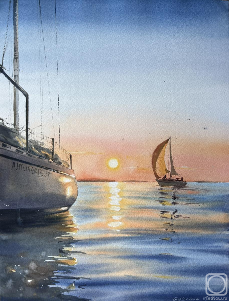 Gorbacheva Evgeniya. Yachts at sunset #9