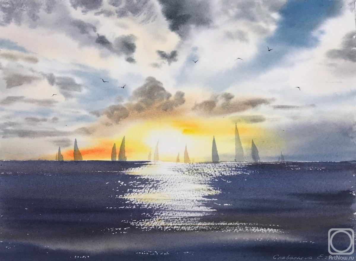Gorbacheva Evgeniya. Yachts at sunset #4