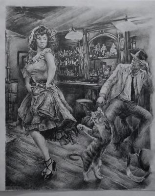 One day at the bar (Realism In Pencil). Selivanov Dmitriy