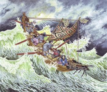 Ainu boat in a storm. Fomin Nikolay